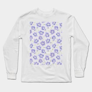 Pretty Violet Gentain Floral Pattern Long Sleeve T-Shirt